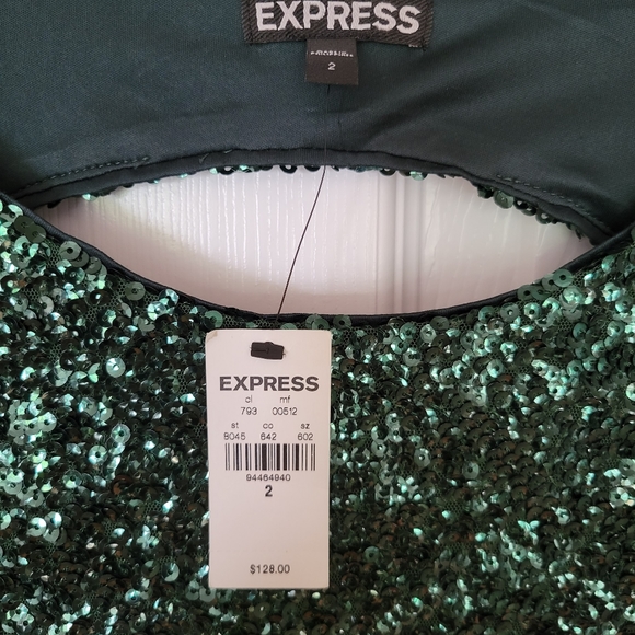 Express Sequin Emerald Green Bodycon Dress - Picture 7 of 7